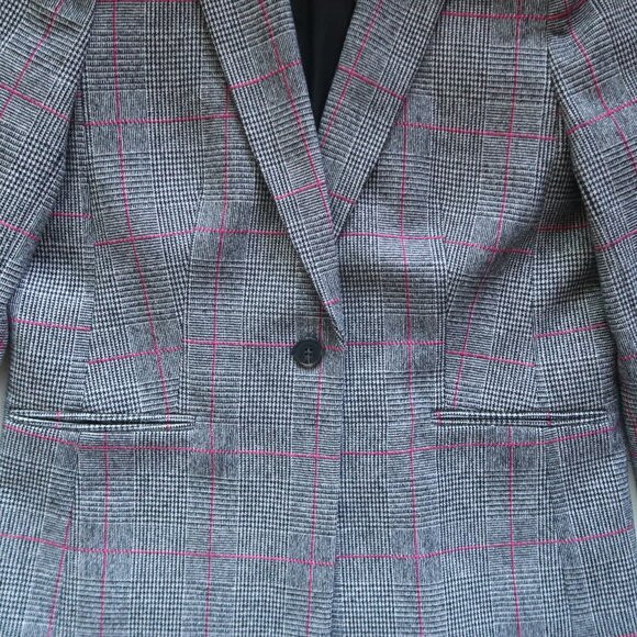 J. Crew Gray Pink Glen Plaid Single-breasted Wool Blazer Windowpane Structured - Picture 14 of 16